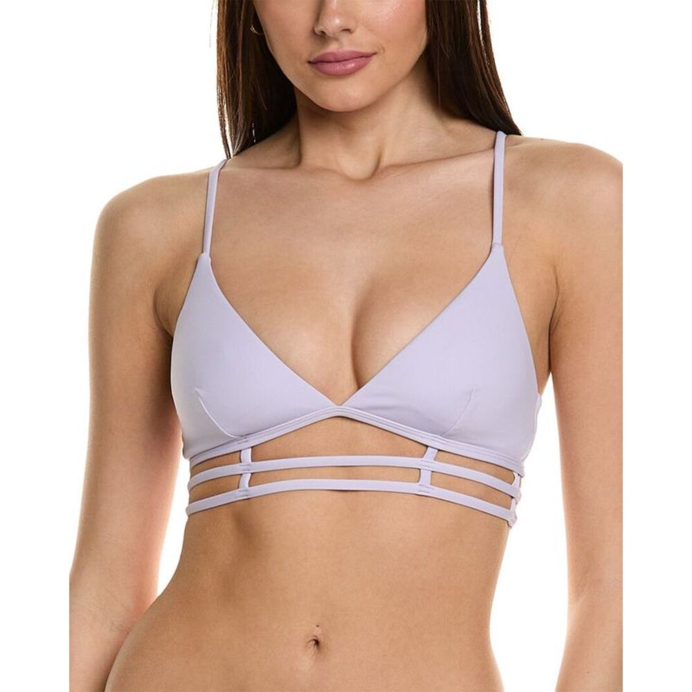 Simkhai Womens  Eunice Strappy Solid Bikini Top, Purple